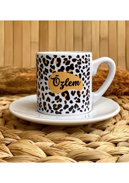 Leopar Temalı Kişiye Özel İsimli Türk Kahvesi Fincanı – Porselen 90 ml fiyatları