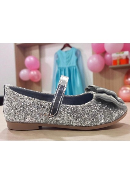 Kız Çocuk Elsalı & Kuromili Parlak Pullu Fiyonklu Babet Ayakkabı modelleri