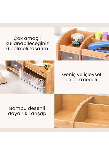 DX-404 Bambu Desenli Ahşap Kalemlik, Masaüstü Düzenleyici fırsatları