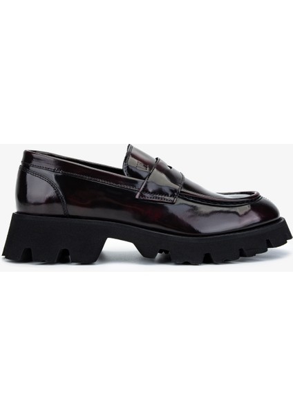 Erkek Hakiki Deri Bordo Loafer Ayakkabı 1093 1901 Erk Ayk SK25-26 Bordo Acma