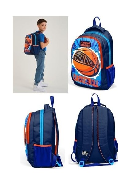 Lacivert Basketbol Desenli Ilkokul ve Ortaokul Sırt Çantası Üç Bölmeli Erkek Çocuk fiyatları