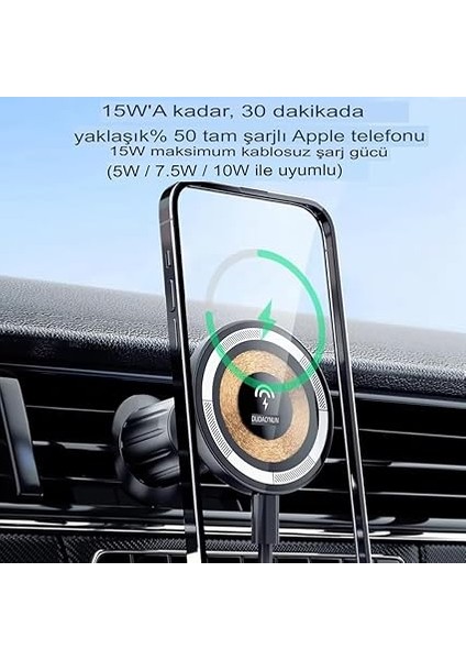 Hoala Araç Içi Telefon Tutucu, Kablosuz Şarj ve Manyetik Araç Içi Telefon Tutucu, Güçlü Tutunma, Sağlam ve Dayanıklı Yapı, Type-C Girişli Araba Için fırsatları