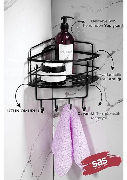 Haus Yapışkanlı Ömür Boyu Paslanmaz Kristal Ayarlanabilir Raf Banyo Düzenleyici Şampuanlık Lk-01 Sssk fiyatları