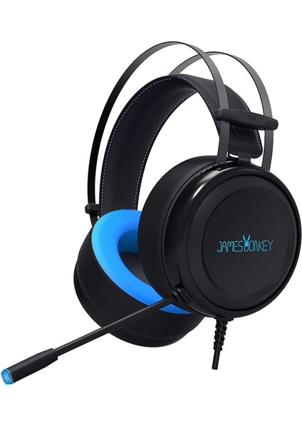 James Donkey 710 Siyah 7.1 Surround Gaming Kulaklık Neodimyum 50MM Sürücüler 112DB Hassas Mikrofon -43DB Mavi LED Aydınlatmalı Manuel + Yazılımla Ses Kontrol USB Bağlantı