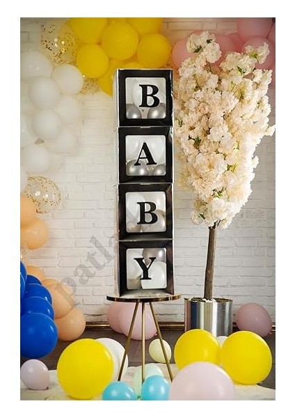 Gitti 33 Parça Baby Yazılı Şeffaf Kutu ve Balon Seti (Gümüş) modelleri