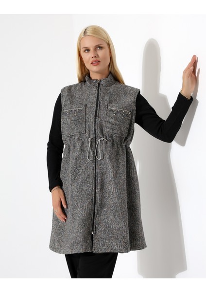 Kadın Fermuar Kapama Mütevazı Büyük Beden Yelek indirimleri