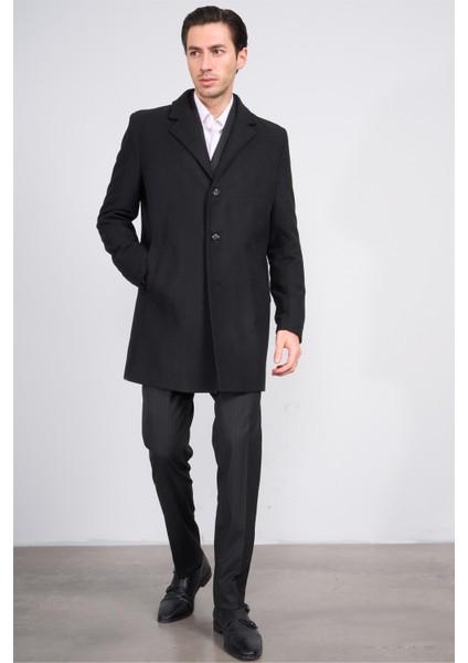 Çetinkaya Mentality 7849 Erkek Mono Yaka Regular Kaşe Kaban Siyah fiyatları