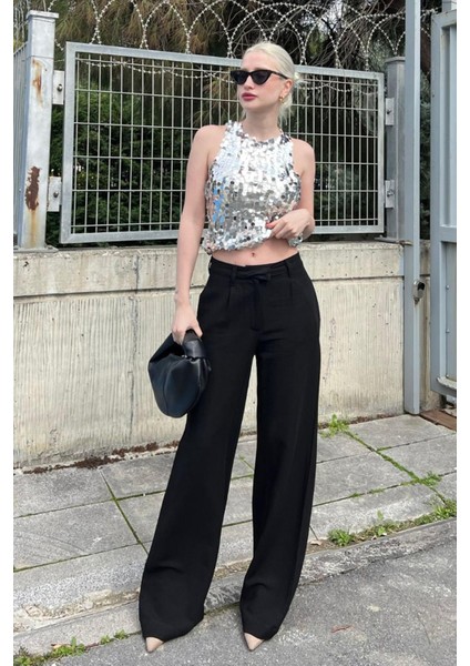 Siyah Kemerli Bol Paça Pantolon MG1992