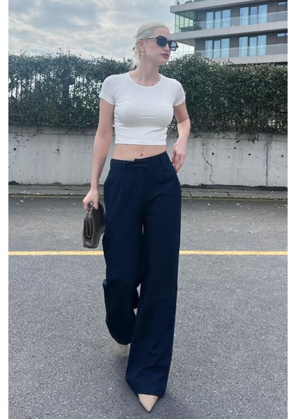 Siyah Kemerli Bol Paça Pantolon MG1992 fırsatları