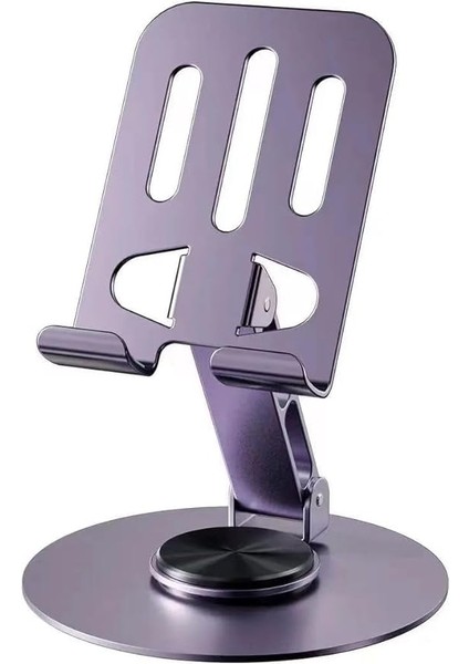 Metal Stand Tablet Telefon Tutucu 360 Derece Dönerli Ayarlanabilir Mor Telefon Tablet Standı Yüksek Kalite Masaüstü Stand