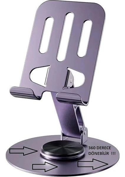 Metal Stand Tablet Telefon Tutucu 360 Derece Dönerli Ayarlanabilir Mor Telefon Tablet Standı Yüksek Kalite Masaüstü Stand modelleri