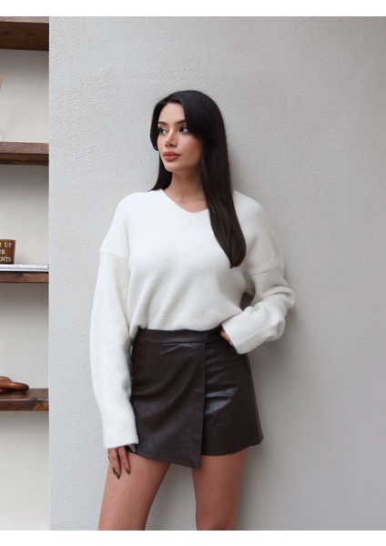 Acı Kahve Deri Şort Etek fiyatları