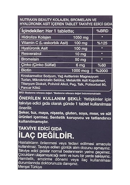 Beauty Gold Collagen C Vitamini, Hyalüronik Asit, Kolajen Takviye Edici Gıda (1 x 30 Kapsül) fırsatları