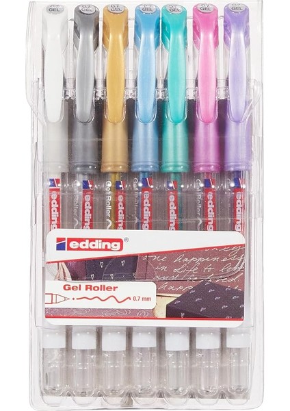 2185 Jel Roller - Beyaz, Altın, Gümüş, Mavi, Yeşil, Pembe, Mor - 7 Kalem - 0,7 mm