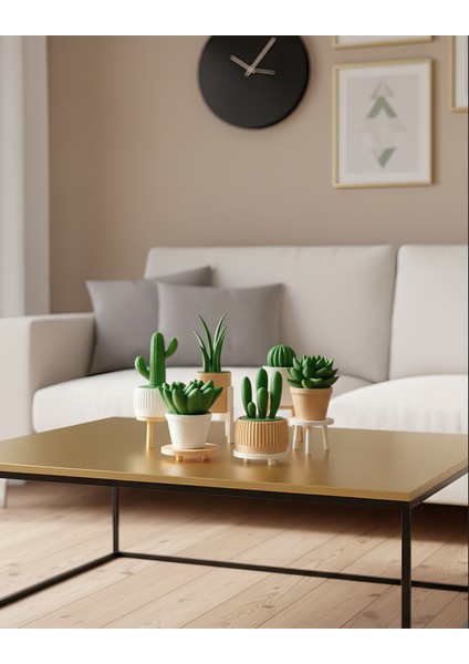 6'lı Yapay Kaktüs Set (18 Parça) - Yapay Çiçek - Yapay Bitki