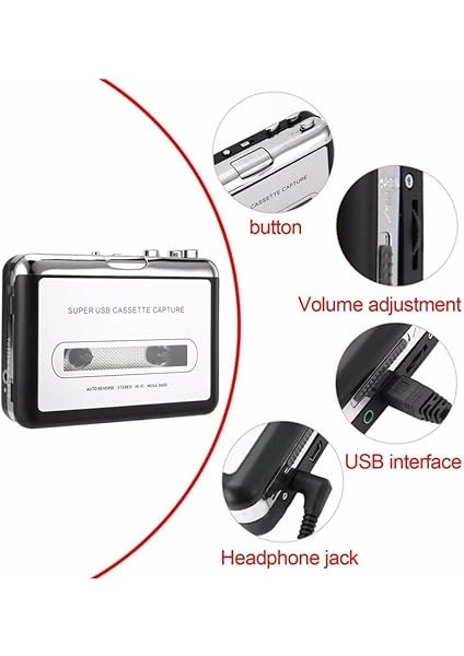 Kaset Kaset Çalar USB Dönüştürücü ile Ses Müziği Yakalayın Kaset Mp3 Dönüştürücü Abs Kaset Çalar USB fiyatları