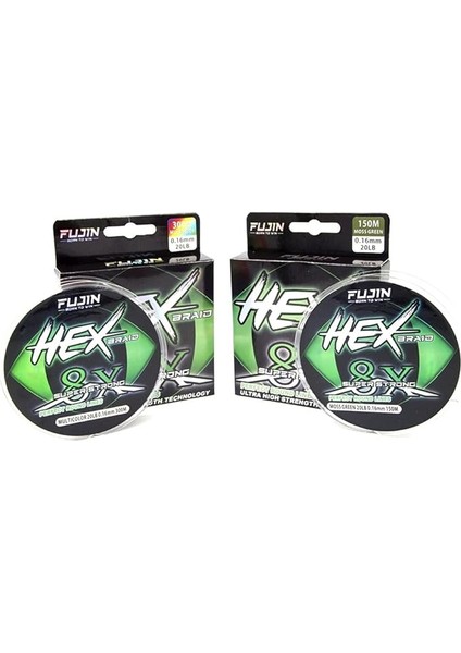 Hex Braid X8 Moss Green Pe Ip Olta Misinası 150MT 0.14 mm