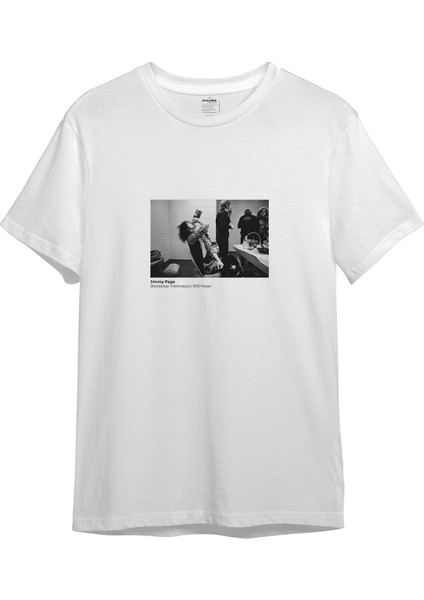 Jimmy Page Backstage Indianapolis 1975 Tişört - Beyaz