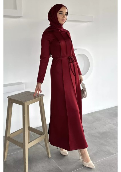 Bel Bağcıklı Tesettür Dalgıç Elbise P-00018950