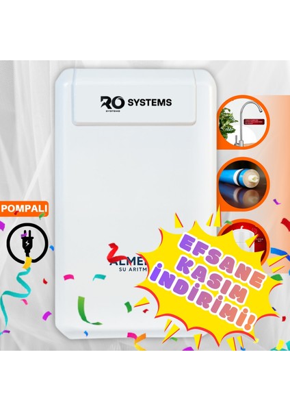 Pompalı 10 Aşamalı PH Alkali Filtreli Ekstra Mineral Destekli Çelik Tanklı Premium Pompalı Su Arıtma Cihazı