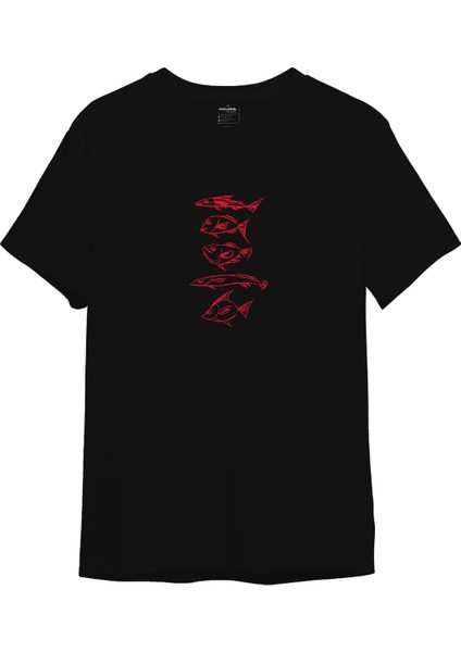 Sketches Of Fish Tişört - Siyah