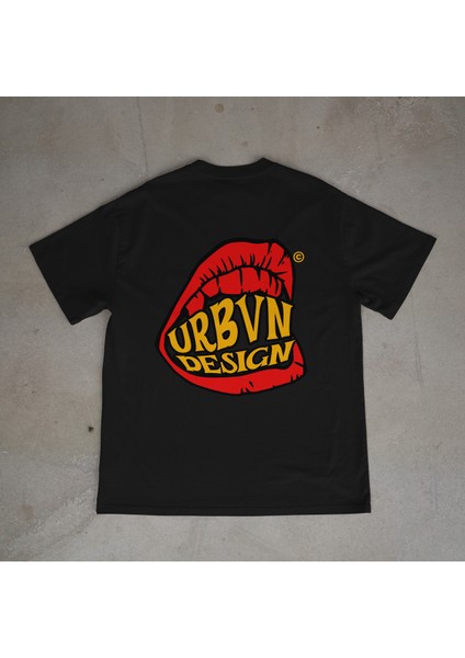 Vampir Tasarım Baskılı Siyah Oversize T-Shirt