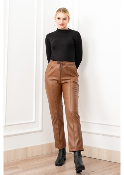 Arıa Ince Şardonlu Deri Pantolon 30322