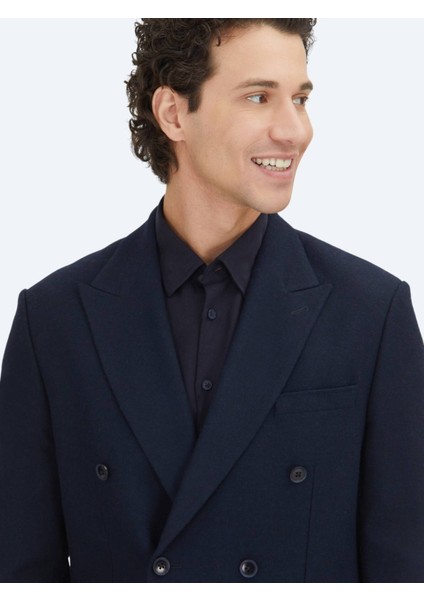 Lacivert Düz Modern Fit Yün Karışımlı Ceket fırsatları