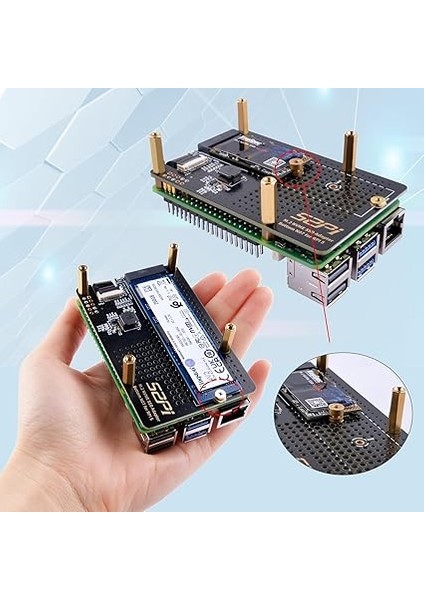 N07 M.2 Pcıe - Nvme Alt SSD Pip Pcıe Kenar Kartı, Raspberry Pi 5 Için, Destek M.2 Key-M Nvme SSD 2230/2242/2260/2280 (Ssd ve Pi5 Kartı Dahil Değildir) fırsatları