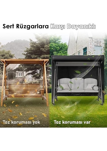 Bahçe Salıncak Koruma Örtüsü Üç Kişilik Tenteli Hamak Bahçe Salıncağı Koruma Kılıfı Su Geçirmez Branda Dayanıklı 210X125X170CM Siyah modelleri