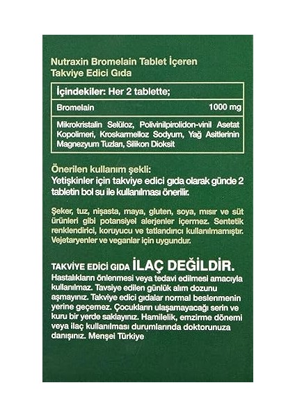 Herbal Bromelain 500 Mg Takviye Edici Gıda (1 x 60 Adet) fiyatları