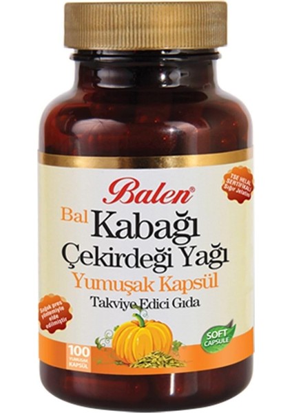 Balen Bal Kabağı Çekirdeği Yağı 100 Kapsül x 1380 Mg Kabak