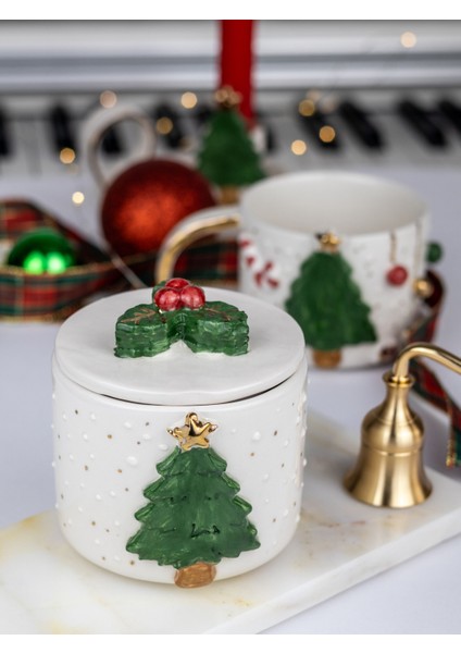 24K Altın Süslemeli Çam Ağacı Seramik Mumluk Yılbaşı Yeni Yıl Hediyesi fiyatları