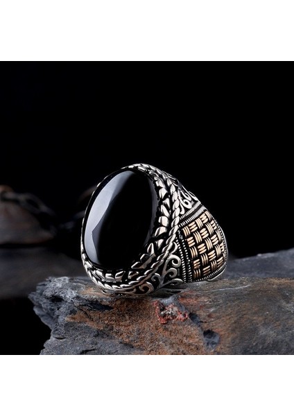 925 Ayar Gümüş Desen Motifli Erkek Model Yüzük
