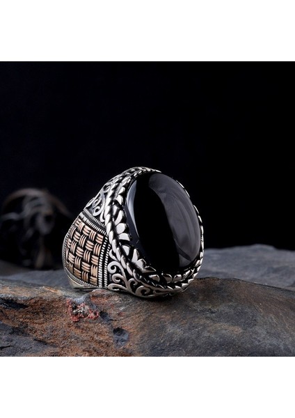 925 Ayar Gümüş Desen Motifli Erkek Model Yüzük fiyatları