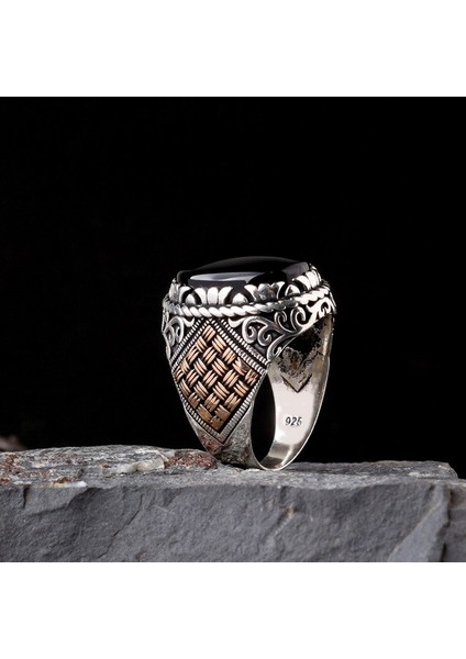 925 Ayar Gümüş Desen Motifli Erkek Model Yüzük fırsatları
