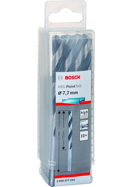 Professional 10 Adet Hss Spiral Matkap Ucu Pointteq (Metal Için, 7,7 x 75 x 117 Mm, Matkap Aksesuarı)