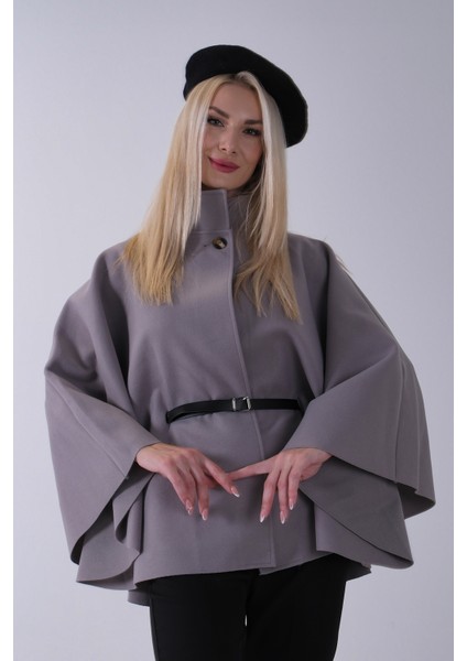 Gri Önü Tek Düğme Kapamalı Kemer Detaylı Panço 47122713.06 modelleri