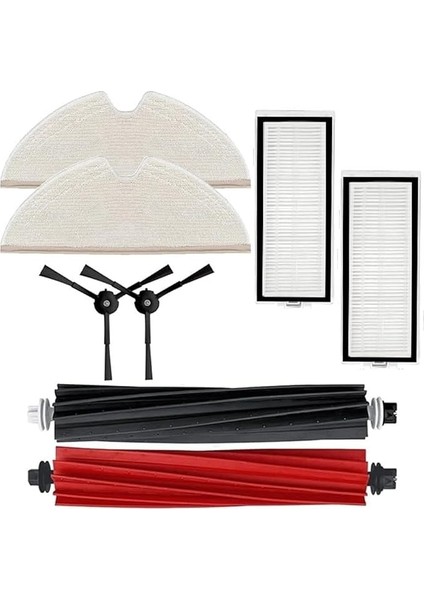 ile Uyumlu Q5 Max+Plus-Q5 Pro/ Q5 Pro+Plus/ Q8 Max/ Q8 Max+Plus Fırça,hepa Filtre,yüksek Kalite Fiber Mop Paspas Yedek Parça Seti-Siyah 8 Parça