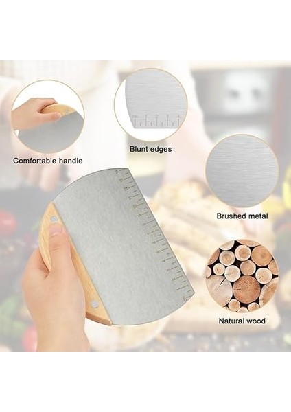 Home Çelik Hamur Kesici, Ahşap Saplı Metal Hamur Sıyrıcı, Makarna Sıyırma Aparatı, Hamur Dilimleyici, Makarna ve Makarnacılık Için Çelik Şekillendirici ve Porsiyonlayıcı, Mutfakta Çok Amaçlı Kul indirimleri