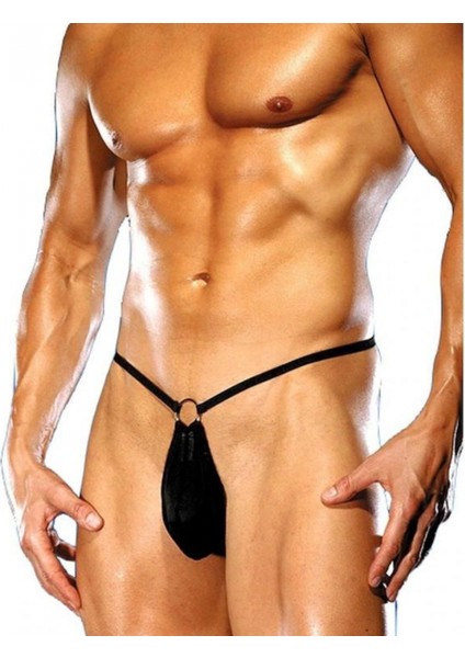 Fantezi Halkalı Seksi Siyah Erkek String TG274601
