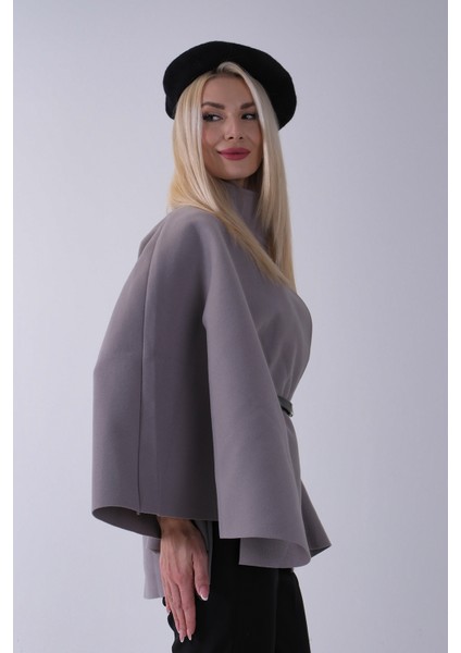 Gri Önü Tek Düğme Kapamalı Kemer Detaylı Panço 47122713.06 fırsatları