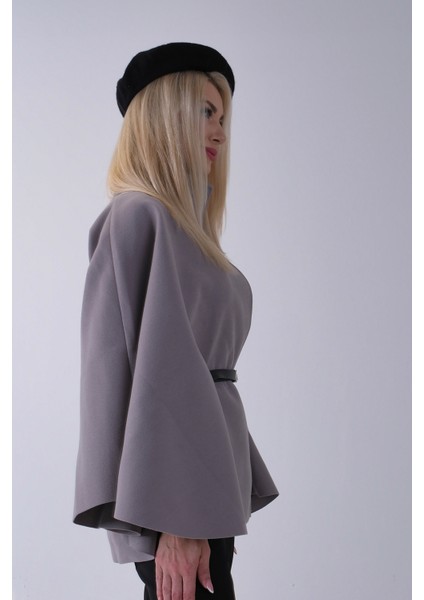 Gri Önü Tek Düğme Kapamalı Kemer Detaylı Panço 47122713.06 indirimleri