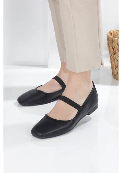 Beyaz Kare Burunlu Balerin Kadın Babet modelleri