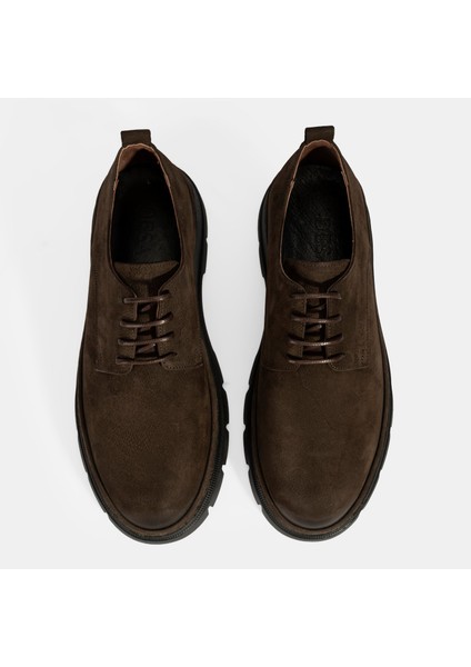 Erkek Kahve Bağcıklı Nubuk Deri Ayakkabı
