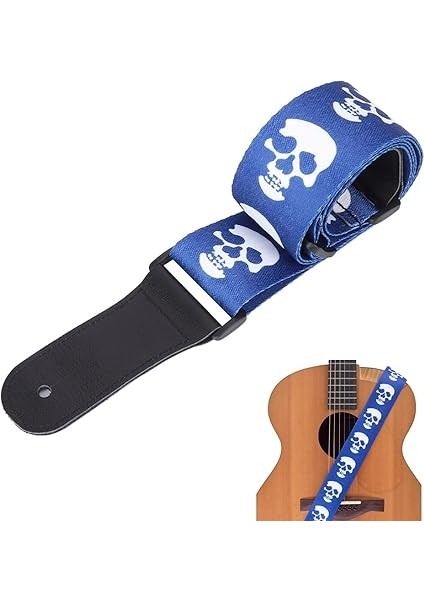 Elektro Gitar Kayışı, Gitar Kayışları, Ukulele Için Bas Için Kafatası Deseni (Mavi) fiyatları