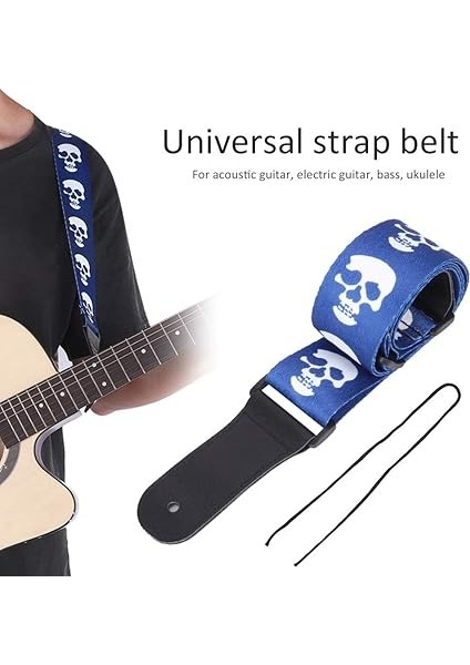 Elektro Gitar Kayışı, Gitar Kayışları, Ukulele Için Bas Için Kafatası Deseni (Mavi) indirimleri