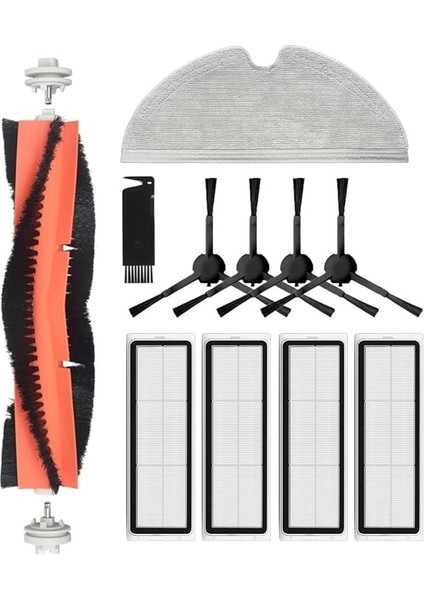 Pro 2+3d (Dikkat: Kameralı-Plus Global) Xiaomi Uyumlu Yedek Fırça Hepa Filtre Mop Seti-11 Parça