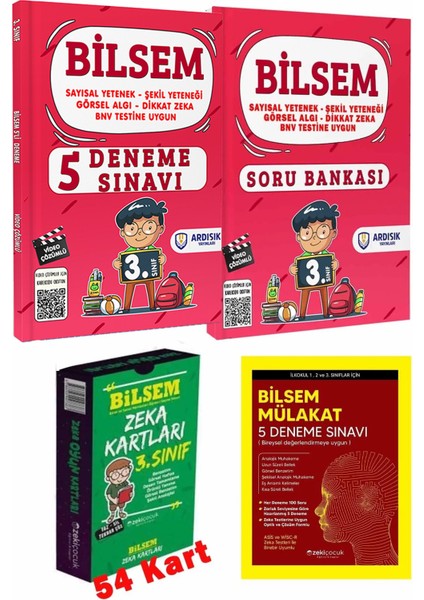 3. Sınıf Bilsem Soru Bankası Deneme Kartları ve Mülakat Kitabı Seti