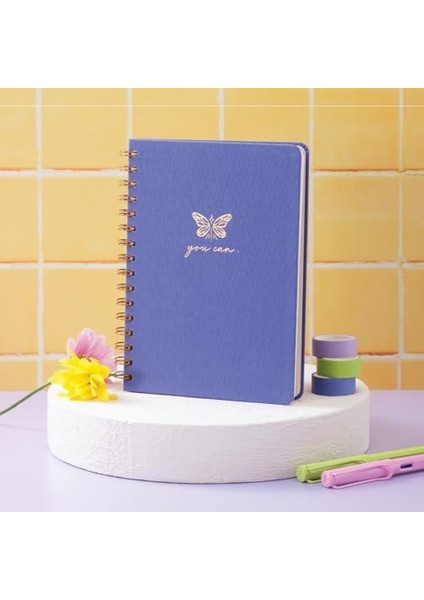 A5 Spiralli Sert Kapak Noktalı Tarihsiz Not Defteri Mavi modelleri